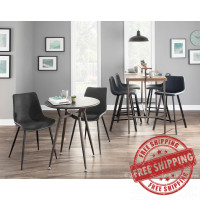 Lumisource DC-DRNG BK+GY2 Durango Industrial Dining Chair in Black with Vintage Grey Faux Leather - Set of 2